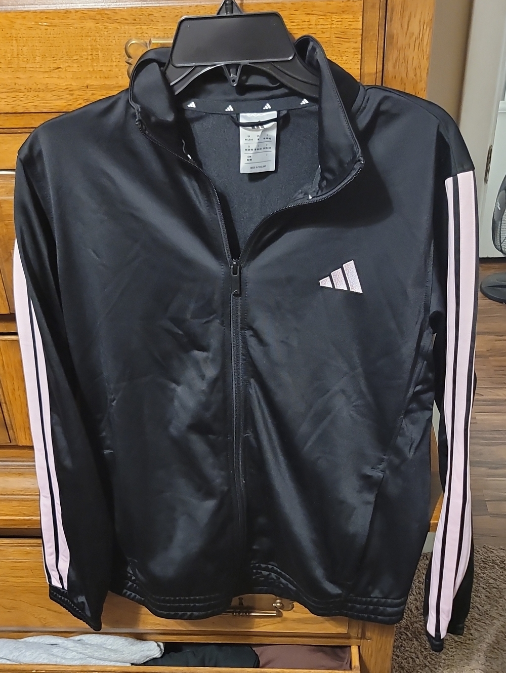 NWOT adidas Black Jacket with Light Pink Accents